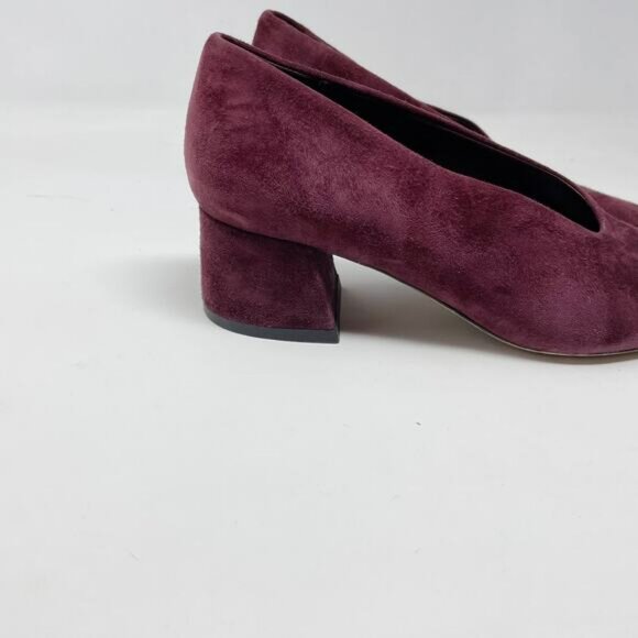 Vince Rafe Burgundy Wine Suede Leather Pointed Toe Classic Flare Heel Pumps 6 - Picture 7 of 14